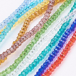 Transparent Glass Beads Strands, Faceted, Rondelle, Mixed Color, 3x2mm, Hole: 0.5mm, about 160~165pcs/strand, 15.35 inch~15.75 inch(39~40cm)(GLAA-R135-2mm-M)