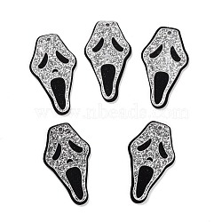 Acrylic Pendants, Halloween, Skull, Light Grey, 40x23x4mm, Hole: 1.8mm(MACR-M020-10)