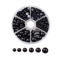 1Box ABS Plastic Imitation Pearl Dome Cabochons, Half Round, Black, 4~12x2~6mm, about 690pcs/box(SACR-X0002-25-B)