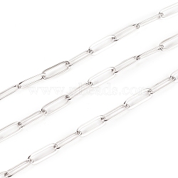 304 Stainless Steel Paperclip Chains, Drawn Elongated Cable Chains, Soldered, with Spool, Stainless Steel Color,10x3.5x0.8mm, about 32.8 Feet(10m)/roll(STAS-K209-07P)