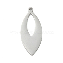 Non-Tarnish 304 Stainless Steel Pendants, Laser Cut, Stainless Steel Color, Horse Eye, 25x11x1mm, Hole: 1.2mm(STAS-B056-24P-02)