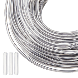 30M Aluminum Wire, Round, for Hat, Hair Ornament Making, with 100Pcs Silicone End Caps, Platinum, 12 Gauge, 2mm(AW-BC0003-37B)