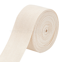 10M Cotton Ribbon, Twill Tape Ribbon, Double Herringbone Ribbon, for Carpet Decor, Flat, Cornsilk, 2 inch(50mm), about 10.94 Yards(10m)/Bag(OCOR-BC0005-34)