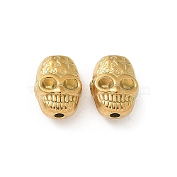 304 Stainless Steel Beads, Real 18K Gold Plated, Skull, 10x8x5.5mm, Hole: 1.5mm(STAS-F309-A06)