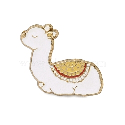 Alpaca Enamel Pins, Alloy Lapel Pin Backs for Backpack Clothes, White, 25x29.5mm(JEWB-E042-04G)