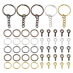 Iron Split Key Rings & Open Jump Rings & Screw Eye Pin Peg Bails Kits, Mixed Color, 8~25x4~25x0.7~2mm(DIY-YW0009-10)