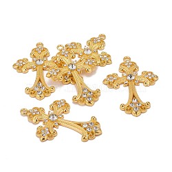 Alloy Rhinestone Cross Big Pendants, Lead Free & Cadmium Free & Nickel Free, Golden, 75x50x7mm, Hole: 3.5mm(ALRI-1475-G-NR)