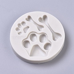 DIY Food Grade Silicone Molds, Fondant Molds, For DIY Cake Decoration, Chocolate, Candy, UV Resin & Epoxy Resin Jewelry Making, Dog Footprints, Ghost White, 73x12mm(AJEW-D040-09)