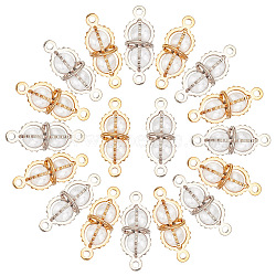 AHADERMAKER 20Pcs 2 Colors Brass Connector Charms, with ABS Plastic Imitation Pearl, Nickel Free, Peanut, Real Gold Plated & Real Platinum Plated, 15.5x6x6mm, Hole: 1mm, 10pcs/colors(KK-GA0001-33)