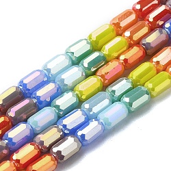 Electroplate Glass Beads Strands, Faceted, Column, Mixed Color, 5.5x3.5mm, Hole: 1mm, about 35pcs/strand, 7.56 inch(19.2cm)(EGLA-C004-11)