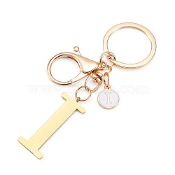Stainless Steel Keychains, Golden, with Lobster Claw Clasps, Letter I, 97mm(KEYC-TAC0035-004I-G)