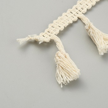 Cotton Tassel Ribbon, Garment Accessories, PapayaWhip, 3/8 inch(10mm)