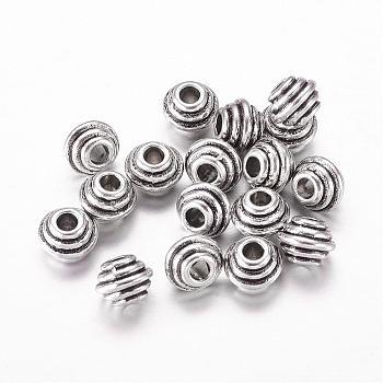 Tibetan Style Alloy Spacer Beads, Rondelle, Lead Free & Nickel Free & Cadmium Free, Antique Silver, 5x6.5mm, Hole: 2.5mm