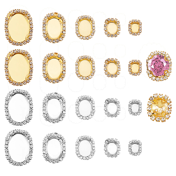 Elite 40Pcs 10 Styles Brass Cabochon Connector Setting, Multi-Strand Links, with Glass Crystal Rhinestone, Oval, Platinum & Golden, 10.5~29x9.5~22.5x4~9mm, Hole: 1mm, Tray: 7~23x5~16mm, 4pcs/style
