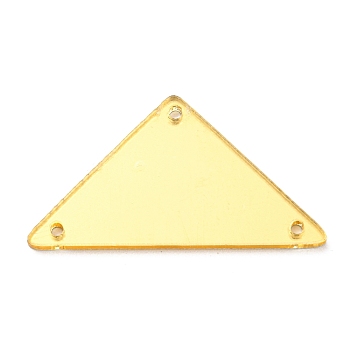 Triangle Acrylic Mirror Sew on Rhinestones, Garments Accessories, Multi-Strand Links, Gold, 18x33x1.3mm, Hole: 1.2mm