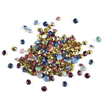 Resin Rhinestone Pointed Back Cabochons, Nail Art Decoration Accessories, Diamond, Mixed Color, 3x2mm, about 454pcs/set