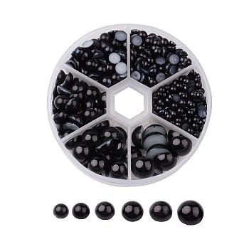 1Box ABS Plastic Imitation Pearl Dome Cabochons, Half Round, Black, 4~12x2~6mm, about 690pcs/box