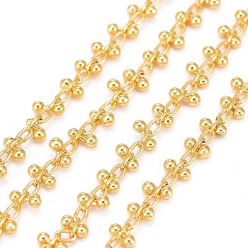 Handmade Brass Beaded Chains, with Spool, Soldered, Long-Lasting Plated, Real 18K Gold Plated, 1.5~3mm, about 32.8 Feet(10m)/roll
