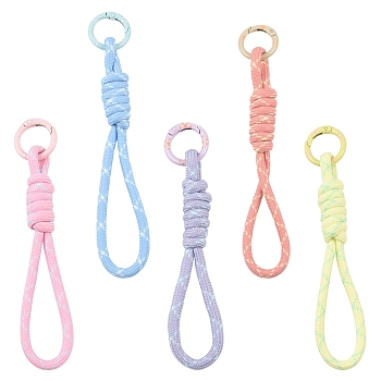 10Pcs Nylon Cord Pendant Decorations, with Alloy Spring Gate Rings, for Bag Ornaments, Mixed Color, 130~140mm