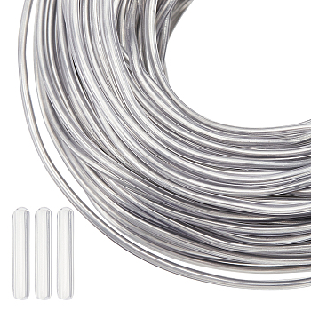 30M Aluminum Wire, Round, for Hat, Hair Ornament Making, with 100Pcs Silicone End Caps, Platinum, 12 Gauge, 2mm