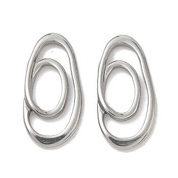 304 Stainless Steel Linking Rings, Double Irregular Oval Link, Non-Tarnish, Stainless Steel Color, 24.5x12x2.5mm, Inner Diameter: 19.5x8mm & 10x6mm