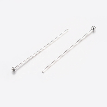 304 Stainless Steel Ball Head Pins, Stainless Steel Color, 20x0.6mm, 22 Gauge, Head: 2mm
