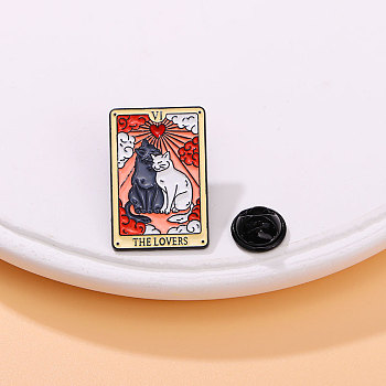 Tarot Card Alloy Enamel Pins, Cute Animal Cartoon Brooch, Valentine's Day Love Cat Clothes Decorations Bag Accessories, Colorful, 30x20mm