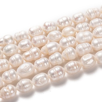 Natural Cultured Freshwater Pearl Beads Strands, Rice, Bisque, 12~13.5x9~10mm, Hole: 0.7mm, about 30pcs/strand, 14.17 inch(36cm)