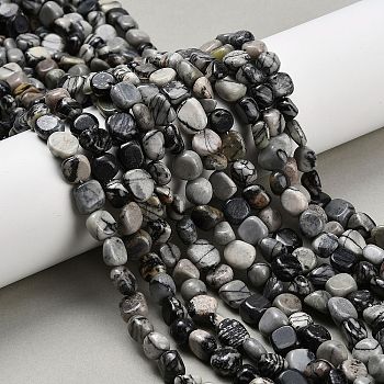 Natural Picasso Jasper Beads Strands, Nuggets, Tumbled Stone, 8~10x8~10x4.5~6.5mm, Hole: 0.8~0.9mm, about 48~50pcs/strand, 15.67''~16.18''(39.8~41.1cm)