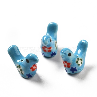 Deep Sky Blue Bird Porcelain Beads