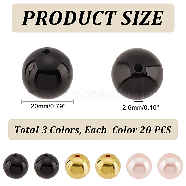 Elite 60Pcs 3 Colors Custom Resin Imitation Pearl Beads(RESI-PH0001-95)-2