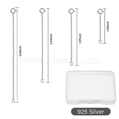 4Pcs 4 Styles Sterling Silver Cable Chain Extender(STER-GL0001-03)-2