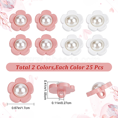 50Pcs 2 Colors 1-Hole Plstic Shank Buttons(BUTT-GF0001-16)-2