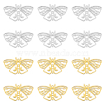 12Pcs 2 Colors 201 Stainless Steel Pendants, Butterfly, Real Gold Plated & Stainless Steel Color, 24.5x44.5x1.5mm, Hole: 1.8mm, 6pcs/color(STAS-DC0013-95)