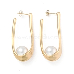 Ion Plating(IP) 304 Stainless Steel Stud Earrings, with Plastic, Jewelry for Women, Golden, 48.5x10.5mm(EJEW-K281-17G)