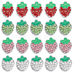 24Pcs 4 Styles Zinc Alloy Rhinestone Slide Charms, with Enamel, Strawberry, Platinum, Mixed Color, 13~14.5x10.5~11.5x5mm, Hole: 8x1.5mm, 6pcs/style(ALRI-SC0001-66)