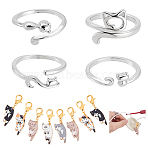 Knitting Tool Kits, Include 4Pcs 4 Styles Alloy Cuff Rings, Knitting Loop Crochet Loops, 1Bag Alloy Enamel Cat Pendants Decoration, Platinum & Golden(AJEW-GA0008-52)
