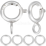 20Pcs 925 Sterling Silver Spring Ring Clasps, with 20Pcs Open Jump Rings, 7x5x1mm, Hole: 1.5mm(STER-BBC0001-48)