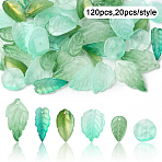 Baking Paint Transparent Glass Pendants, Gradient Color, Flower & Leaf, Mixed Color, 15.5~29.5x10~16x3~5.5mm, Hole: 0.9~1.2mm, 20pcs/style(DGLA-YW0001-64B)