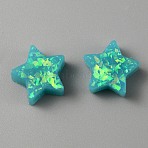 Resin Imitation Opal Beads, Star, Light Sea Green, 11x11.3x4mm, Hole: 1.4mm(RESI-TAC0010-86A)