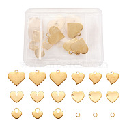 304 Stainless Steel Charms, Stamping Blank Tag, with Jump Rings, Heart, Golden, 60pcs/box(STAS-BT0001-04G)