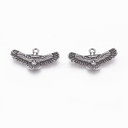 304 Stainless Steel Pendants, Eagle, Antique Silver, 13x25x2mm, Hole: 1.6mm(STAS-P217-03AS)