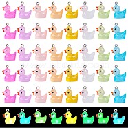 48Pcs 8 Colors Transparent Resin Pendants Colorful Night Glow Duck Pendant Creative Jewelry Accessories, Mixed Color, 16x11.5mm, Hole: 2.5mm, 6pcs/color(JX860A)