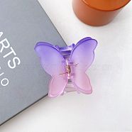 Frosted Transparent Resin Butterfly Hair Claw Clip, Gradient Color Hair Clip for Girls Women, Lilac, 70x70mm(OHAR-PW0003-009F)