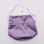 Velvet Jewelry Bags with Drawstring & Plastic Imitation Pearl, Velvet Cloth Gift Pouches, Medium Purple, 13.2x14x0.4cm(TP-CJC0001-03H)