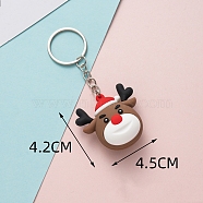 PVC Plastic Keychain, Christmas Theme, Deer, Pendant: 4.2x4.5cm(PW-WG3A7B9-11)