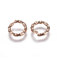 304 Stainless Steel Jump Rings, Open Jump Rings, Twisted, Rose Gold, 8x1.2mm, Inner Diameter: 5.5mm(STAS-E484-71D-RG)