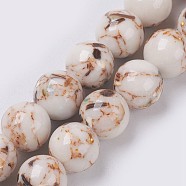 Sea Shell and Synthetic Turquoise Assembled Beads Strands, Round, Old Lace, 6mm, Hole: 1.2mm, about 65pcs/strand, 15.7 inch(40cm)(X-G-G758-08-6mm)