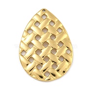 304 Stainless Steel Pendants, Teardrop Charm, Golden, 42x29.5x2.5mm, Hole: 1.4mm(STAS-M073-53G)