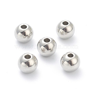 202 Stainless Steel Beads, Round, Stainless Steel Color, 6mm, Hole: 1.6mm(STAS-I180-04D-P)
